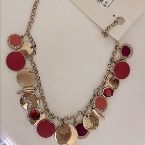 Elegant vintage Gold and coral Charm Necklace.